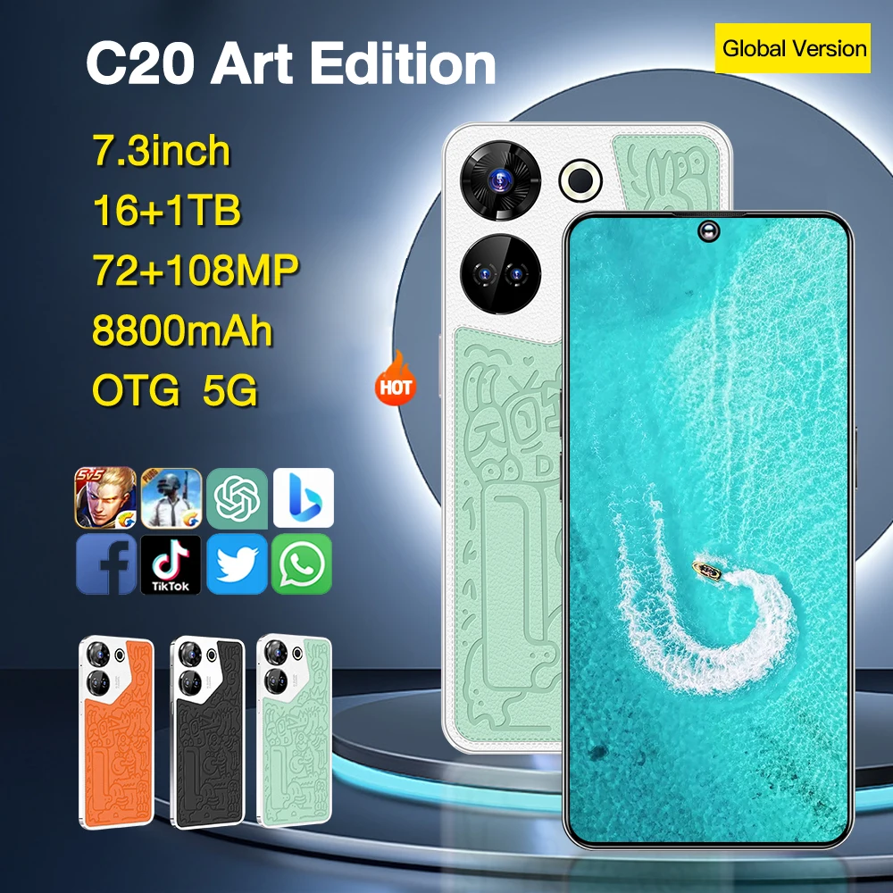 2024 Global Version C20 Art Edition smart phone Ultra-large capacity 16GB + 1TB 5G dual SIM card 5G mobile phone global edition