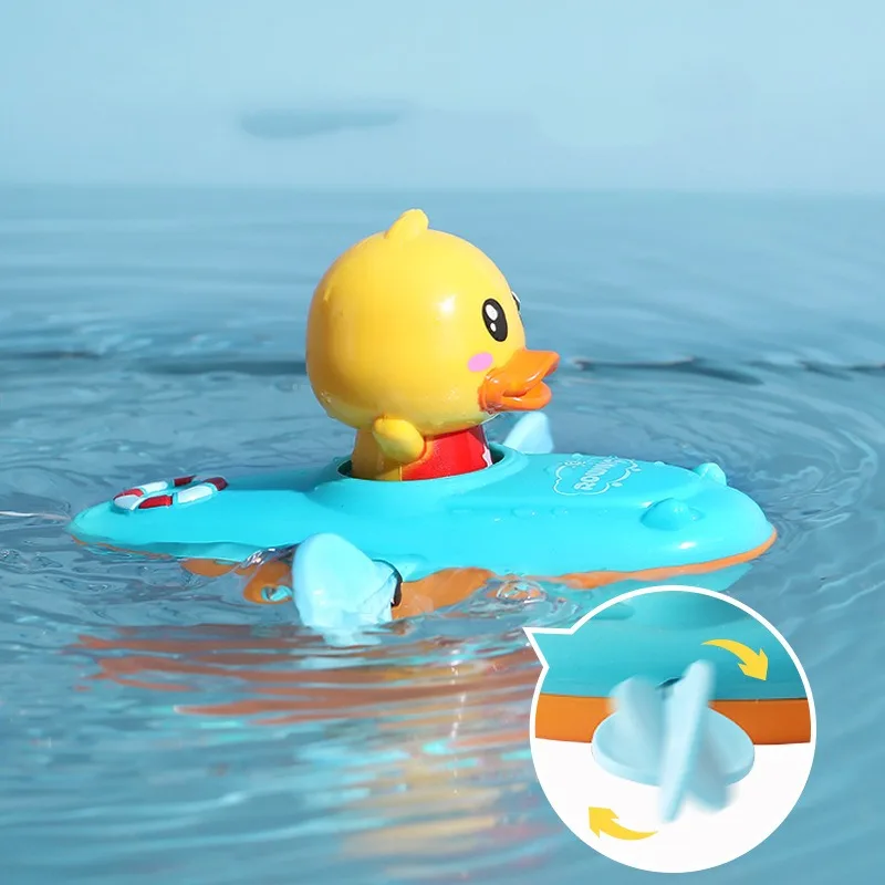 

Children Bath Playing Toys For Swimming Bathtub Pool Duck Toy Floating Ducklings Toy Little Yellow Duck Boating to Wash Toys