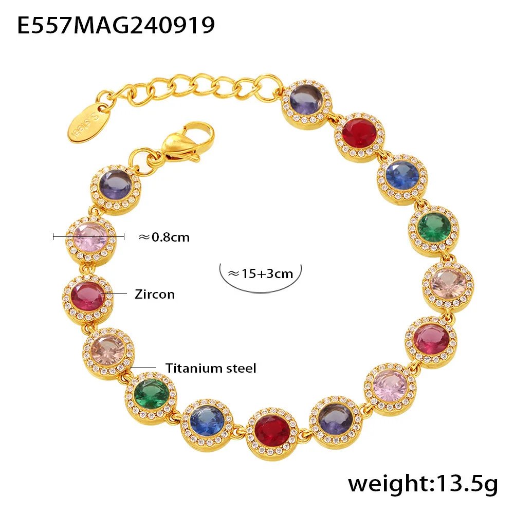 Farbiges Zirkonia-Herzarmband für Damen aus 316 Edelstahl, Vergoldet, Luxuriöser Armreif, Damen-Charm-Schmuck-Accessoires – Detail 7
