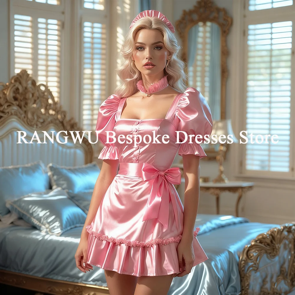 

Comic Pink Cosplay Dress 2025 Short Sleeves Halloween Costume Maid Evening Dress Gothic Lolita Formal Customized