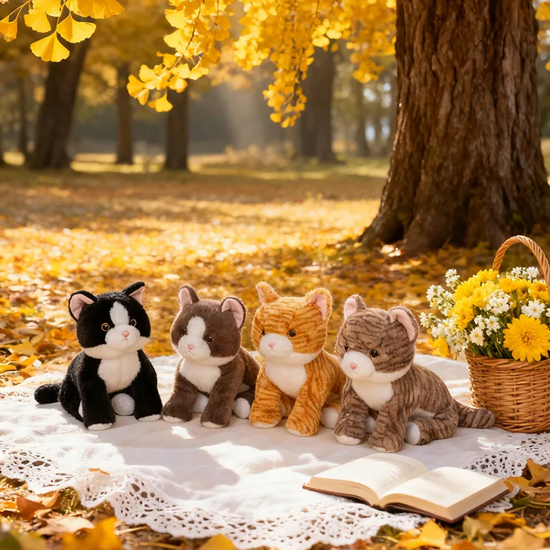 

25-45cm Simulation Cute 4 Color Cat Doll Plush Toy Soft Stuffed Animal Realistic Pet Kitten Home Store Decor for Girls Kids Gift