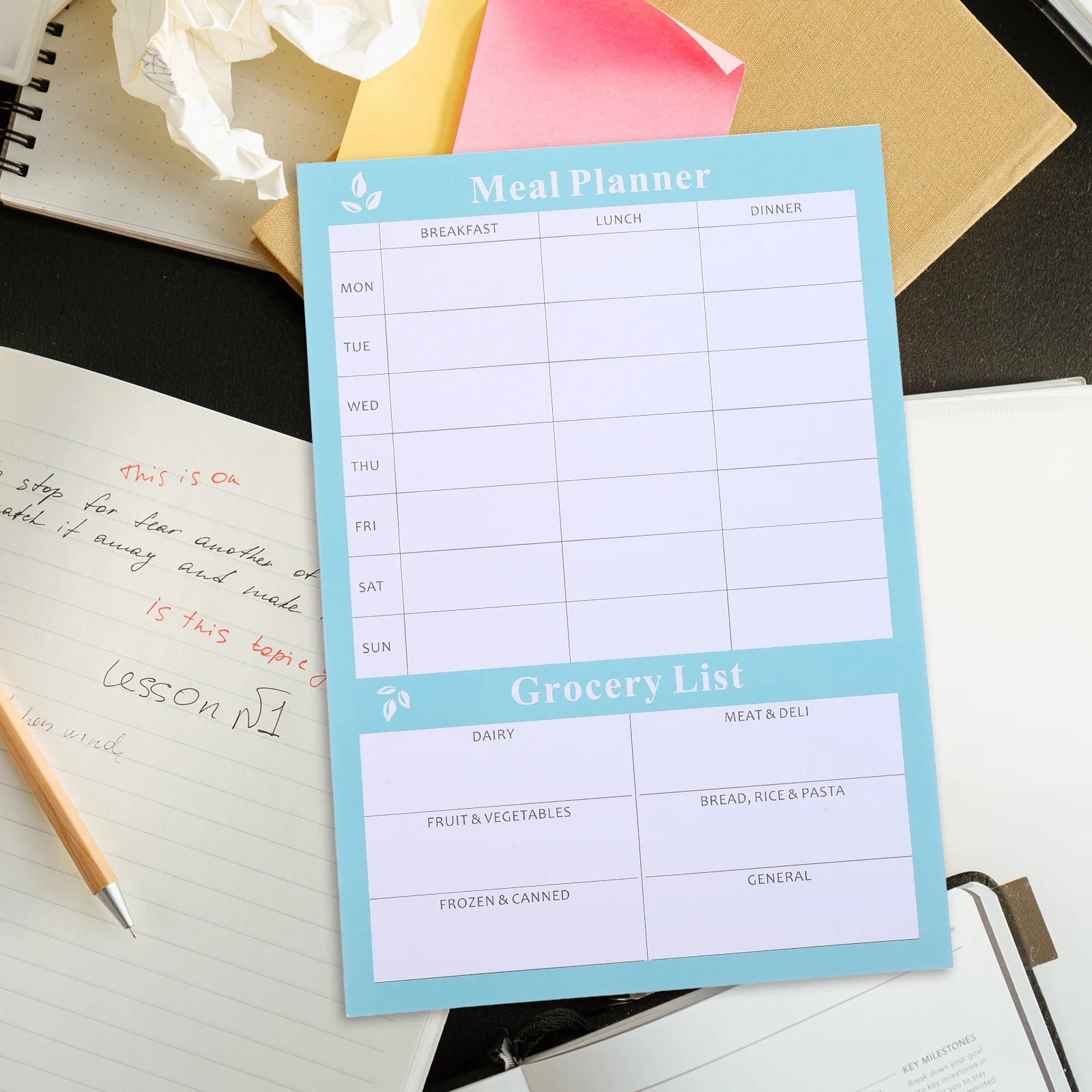 Tearable Weekly Diet Notebook for Home Food List Menu Planner Household Calendar Menu Notebook for Kitchen Weekly Calendar