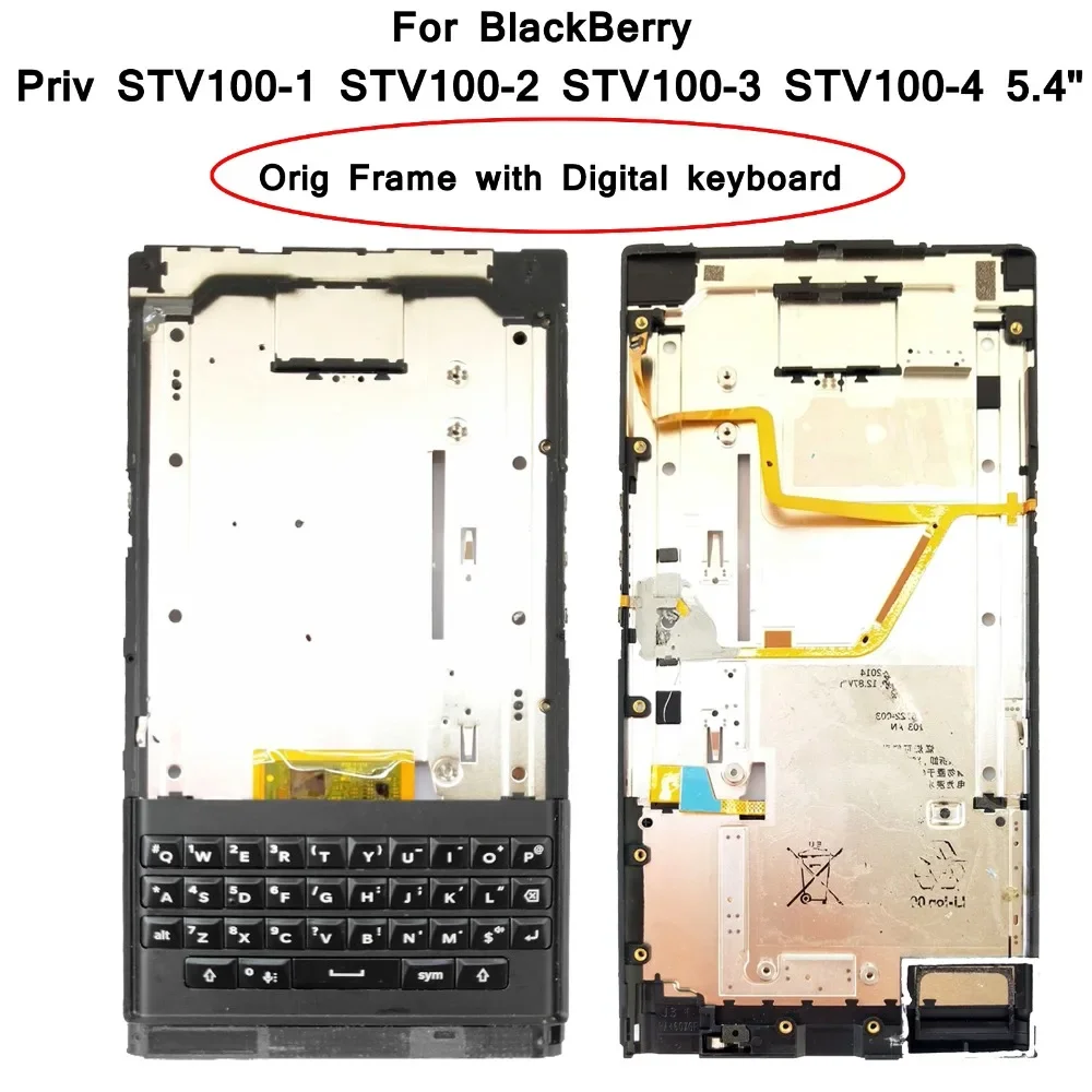 100% Orig + keyboard For BlackBerry Priv STV100-1-2-3-4 Metal Front Middle LCD Screen Housing Frame Bezel Chassis Replacement