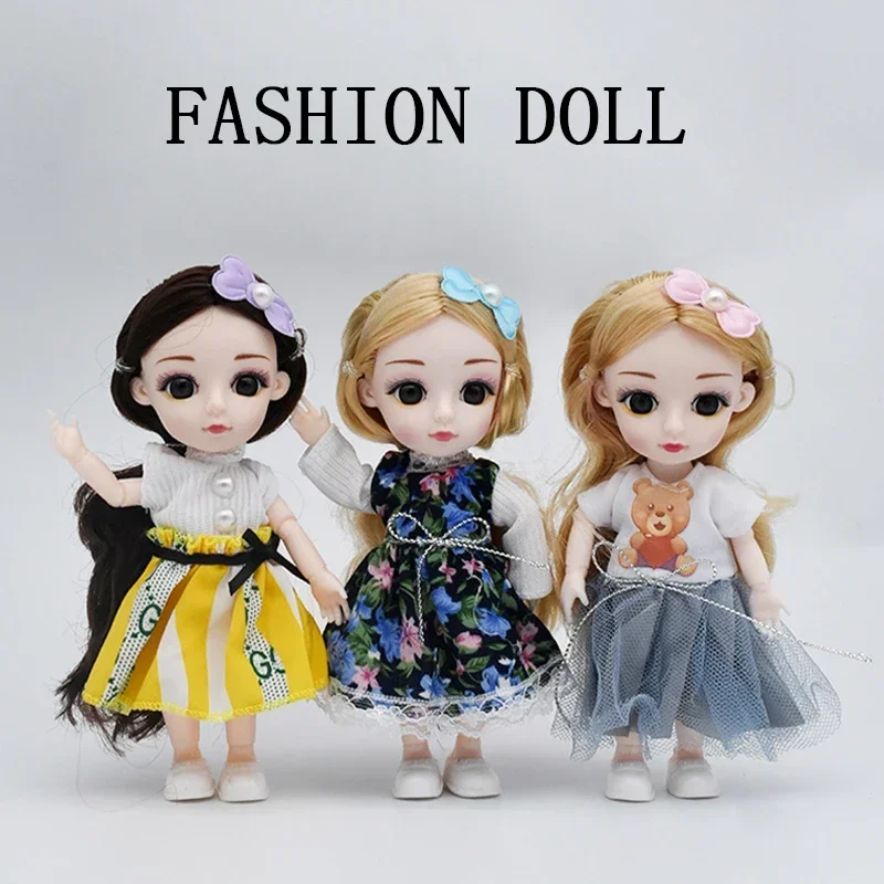 

1/12 Mini BJD Doll Joint Moveable Cute Pouting Figure With Dress Hairpin Fashion Princess DIY Dress Up Toy Girl Birthday Gift