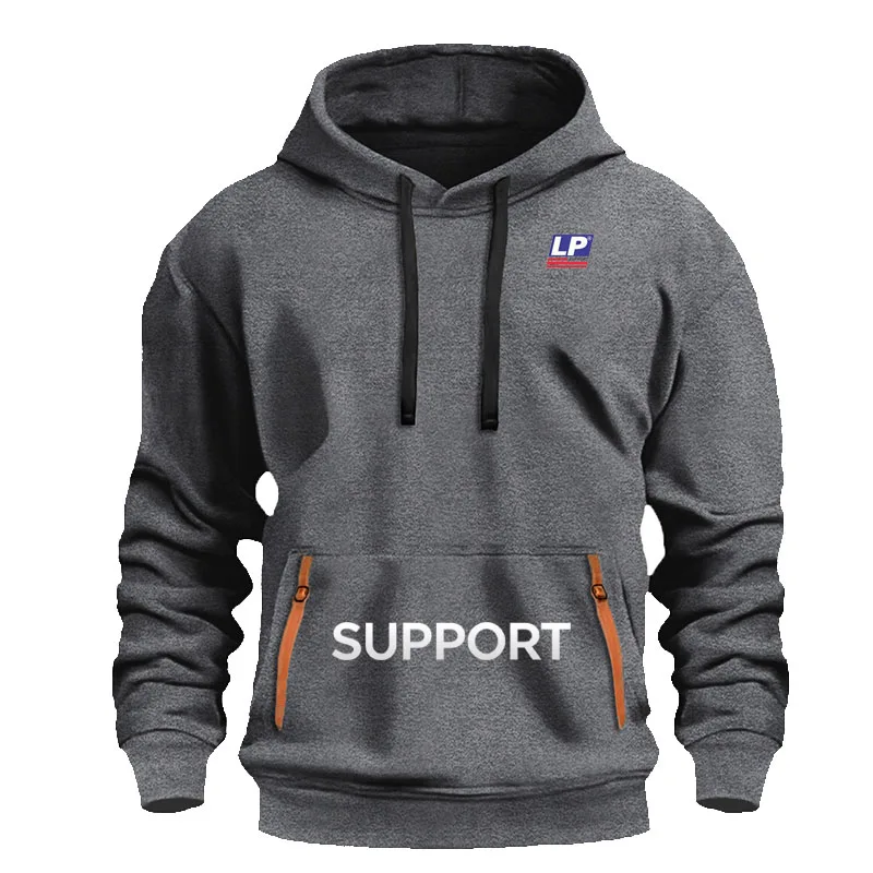 LP SUPPORT European new men's sport zipper sleeve bag casual hoodie - loose large-sized drop-shoulder pullover shirt