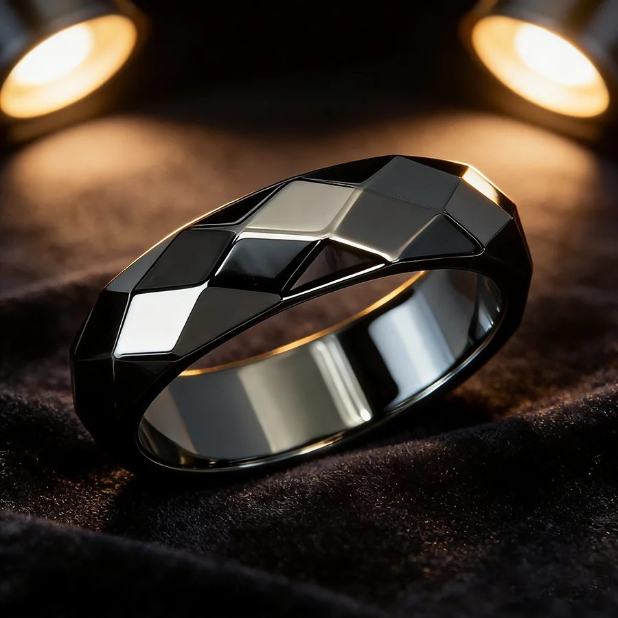 Hematite Stone Men Ring 4 Sizes Available Multifaceted Black Stone Hand Accessories Positive Energy Meditation Healing Anillo