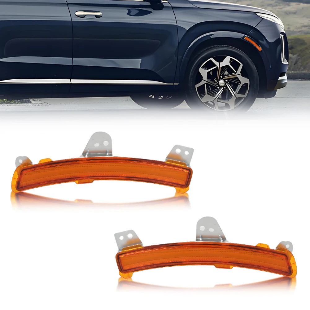 2PCS Front Side Marker Light Turn Signal Light Reflectors Light Housings For 2020 2021 2022 Hyundai Palisade No Bulb/Socket