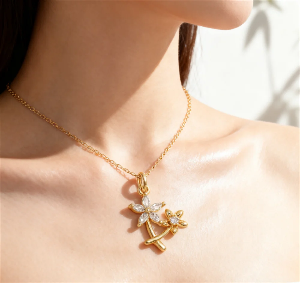 3Pcs Pendants Brass zircon Charms DIY Jewelry Necklace Bracelet Making Scissors Mushroom Rabbit Flower accessoriea for Women Men