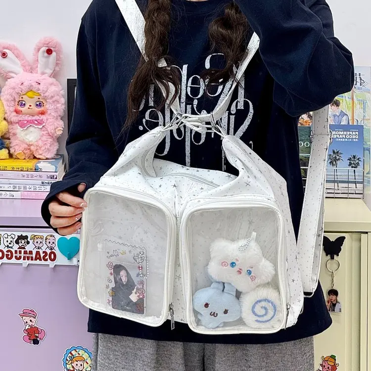 Teenage Girl's Dual-Shoulder Backpack Slant Carry Single Shoulder Outdoor Bag Nylon Material Waterproof Heightened Commuting