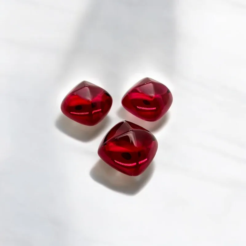 Im Labor gezüchteter Edelstein, Rubin und Zambian, Grün und Taubenblut, rote Farbe, Zuckerbodenform, DIY-Schmuckherstellungsmaterial, Zertifikat – Detail 4