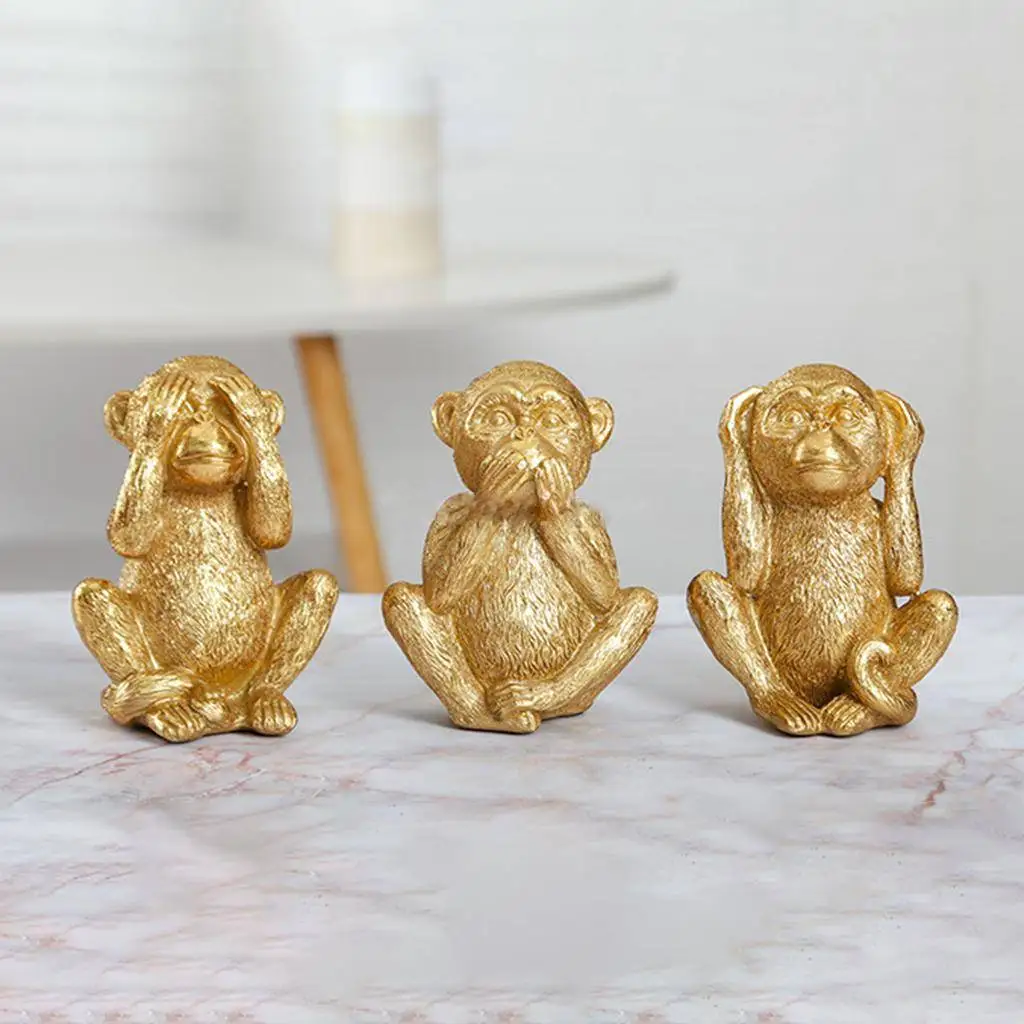 Monkey Statues Figurines Resin Crafts Creative Animal Ornaments Office Desktop Decoration Bookshelf Ornaments for Living Room