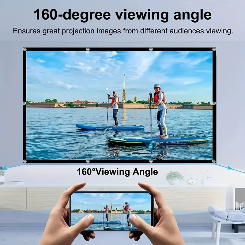 72 inch Portable Projector Screen 160° Wide Viewing Angle Foldable Projection Screen for Home Theater Outdoor Movie