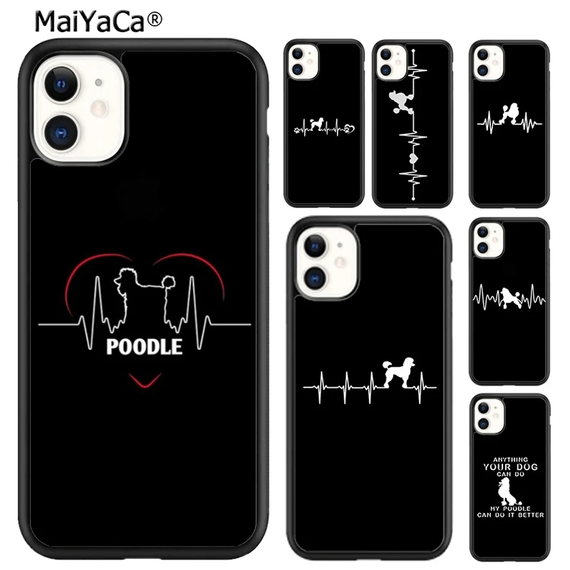 Funny Poodle Design Poodle Silhouette Heartbeat Phone Case For iPhone 16 15 14 plus XR XS 11 12 13 pro max coque