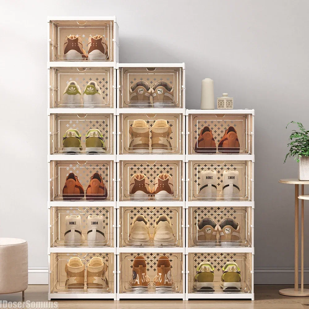 

Storage No Installation Fold Plastic Shoes Case Drawer Stackable Box Thickened Drawer Case Organizer Shoe Box Simple Shoes Rack