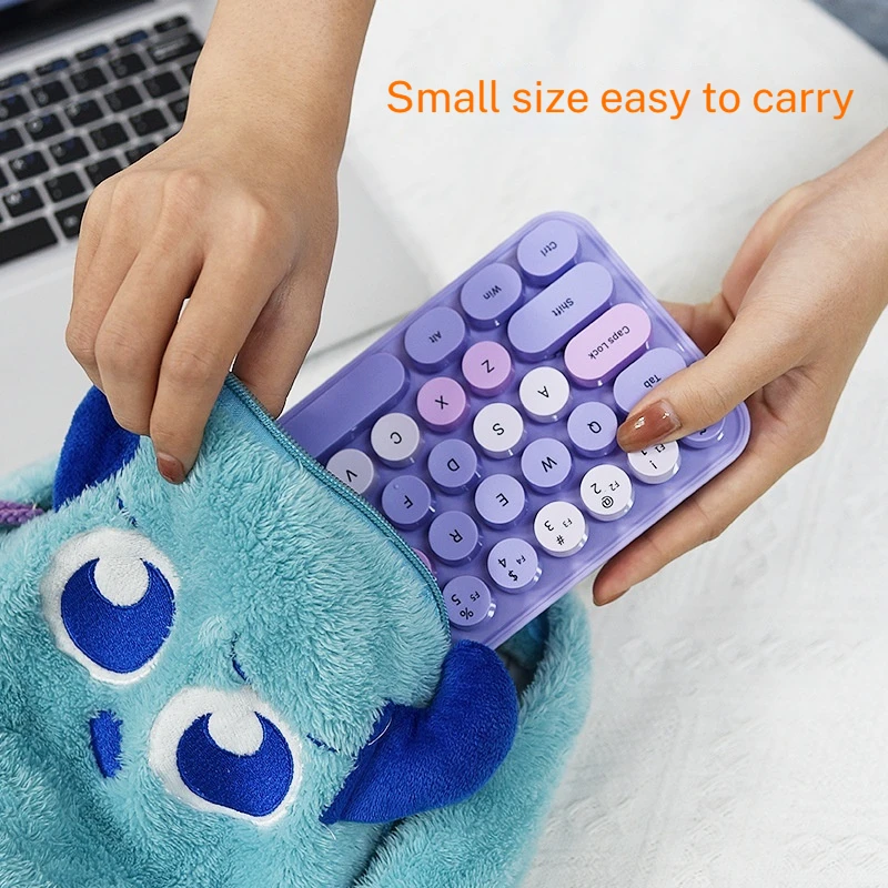 Mini 68 Key Wireless Mechanical Small Keyboard And Mouse Set Punk Round Keycaps Mixed Color Office Games Computer Peripherals