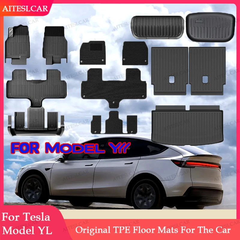 Car Floor Mats for Tesla NEW Model Y L Launch  2026 Car  Four Seasons Waterproof  Non-slip Floor Mat TPE Special Car Accessories