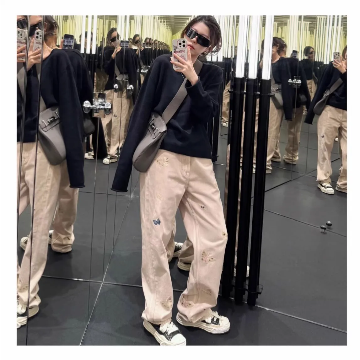 

Loose Men's Straight Leg Jeans 25 Finied Garment Dyeing Waed Dir Pink Denim Casual Pants by Wang And Big...