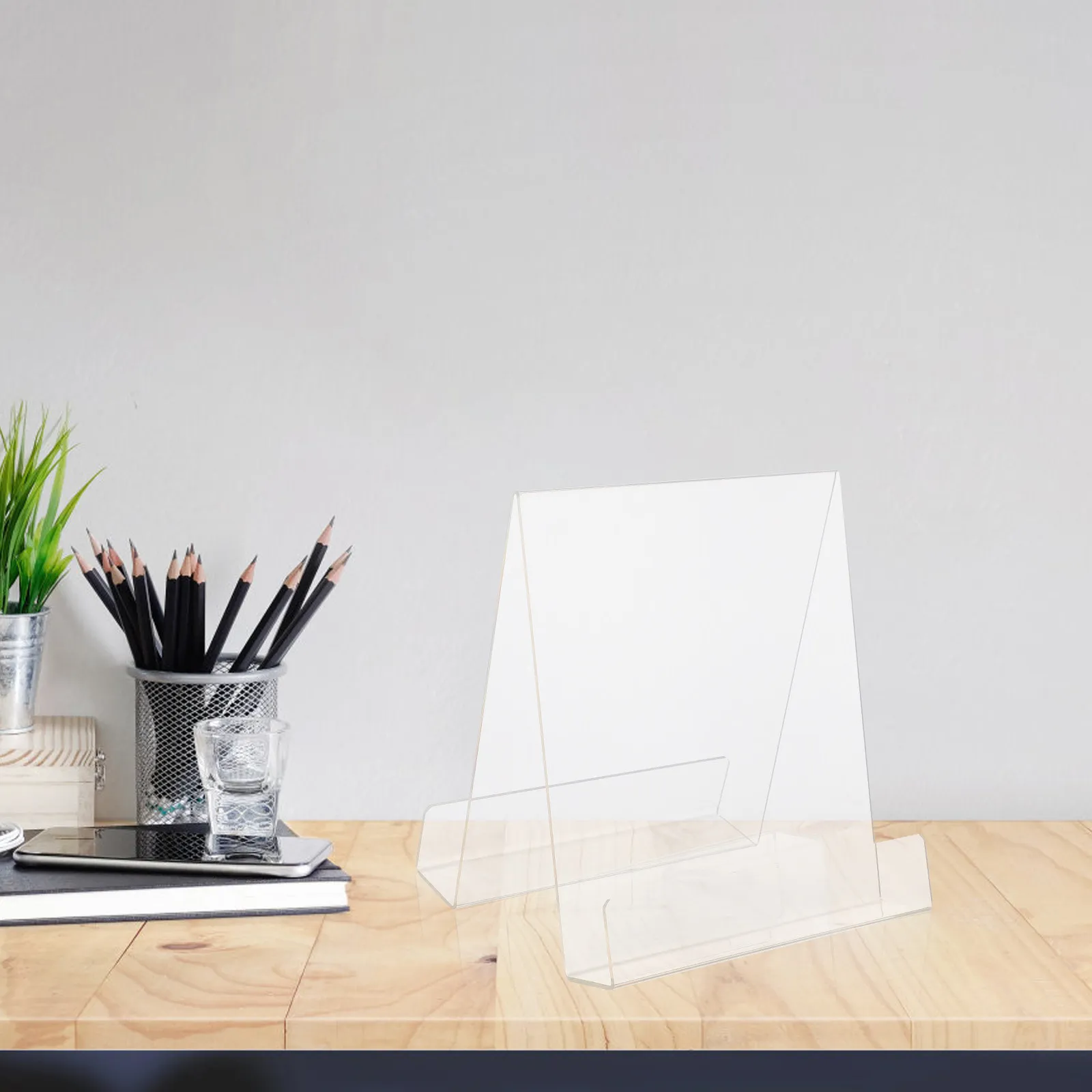 

1 шт. акриловая подставка для книг, прозрачная, двусторонняя, настольная, для книг, журналов, документов, для организации, демонстрации и хранения, аккуратная и чистая.