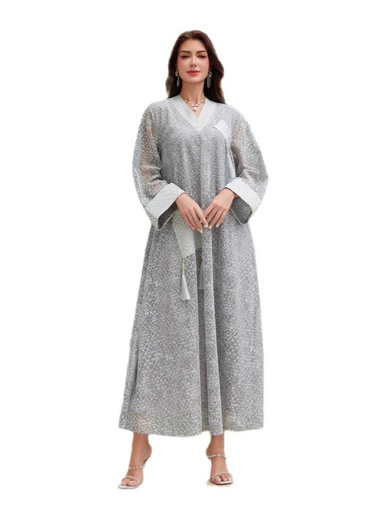 

Middle Eastern Women's Clothing, Muslim Robes, Women's Long Dresses, Embroidered Tassels, V-neck Dresses