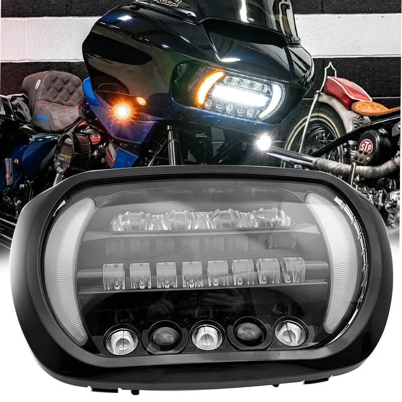 

1PCS LED Projection Headlight DRL Turn Signal Lights for Road Glide 2004-2013