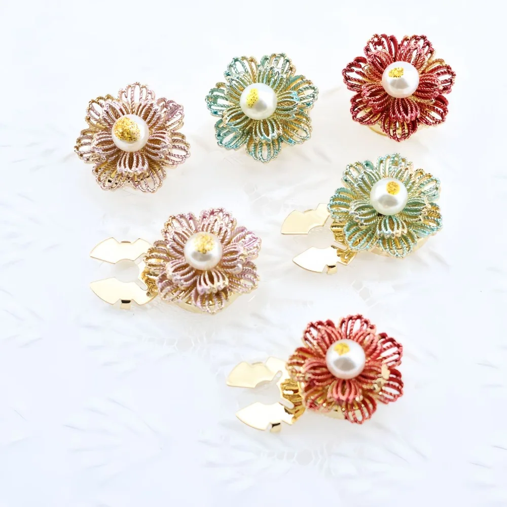 2pcs-abotoaduras-com-design-de-flores-vazadas-em-perola-verde-e-rosa-simples-e-elegantes-atacado