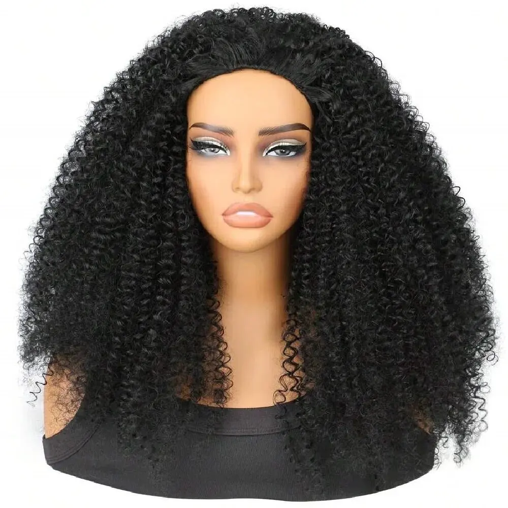 32 Inch 250% Density 3 In 1 Half Wig Human Hair With Drawstring Kinky Curly Half Wig Ready To Go Comfortable Fit machine made