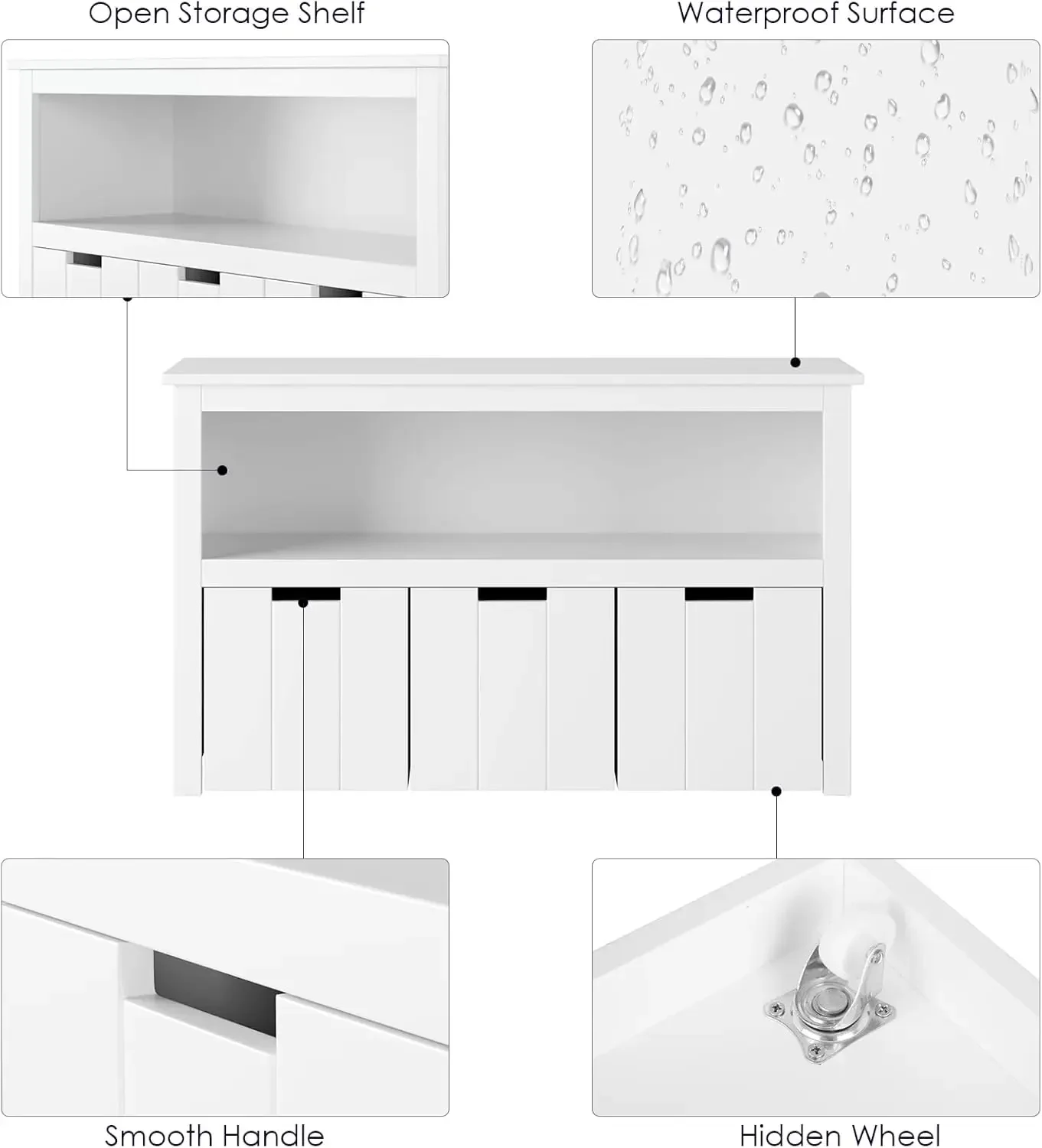 Toy Storage Cabinet with 3 Movable Drawers, Floor Storage Organizer with Hidden Wheel & Large Open , Organizer Chest for Playroo