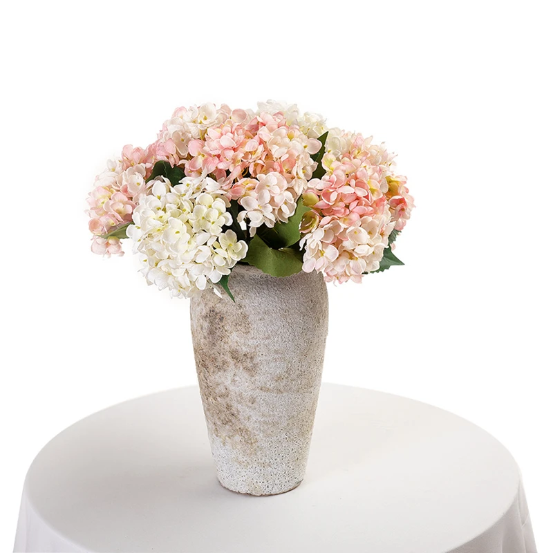 European Silk Hydrangea Oil Painting Style Vases for Home Decoration Accessories Wedding Decorative Artificial Flowers Cheap