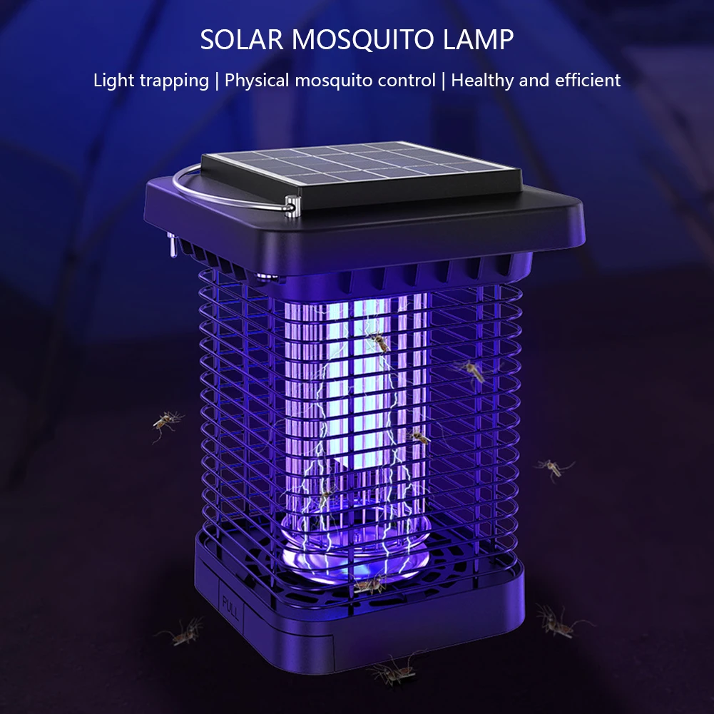 Solar-Mückenvernichter-Lampe, IP65, wasserdicht, tragbar, Mückenlicht, Insektenvernichter, blau-violettes Licht für Camping im Innen- und Außenbereich