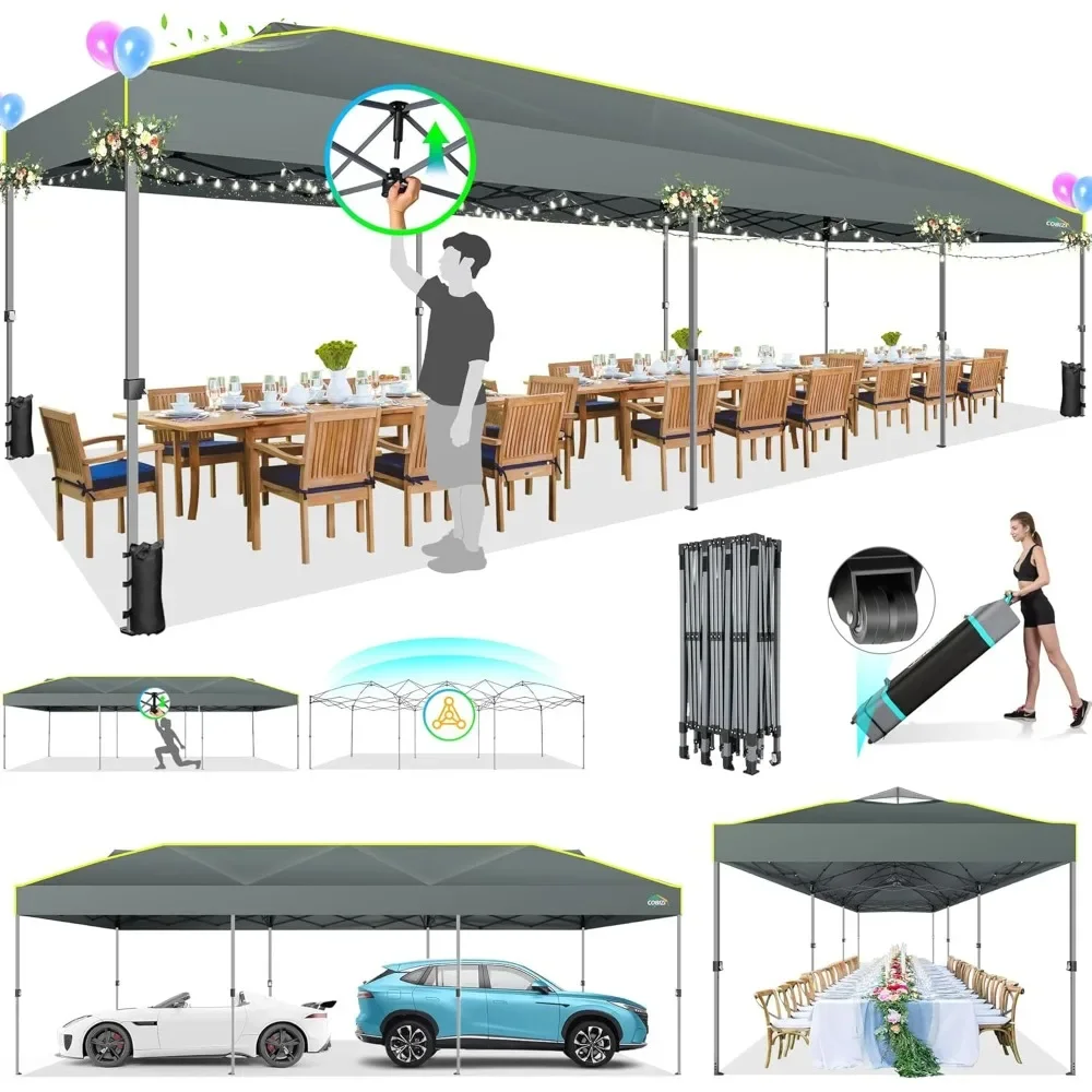 

COBIZI 10x30 Up Canopy Tent with Air Vent EZ Up Party 10x30 Canopy Tent Waterproof and UPF50+,Outdoor Canopy Tent