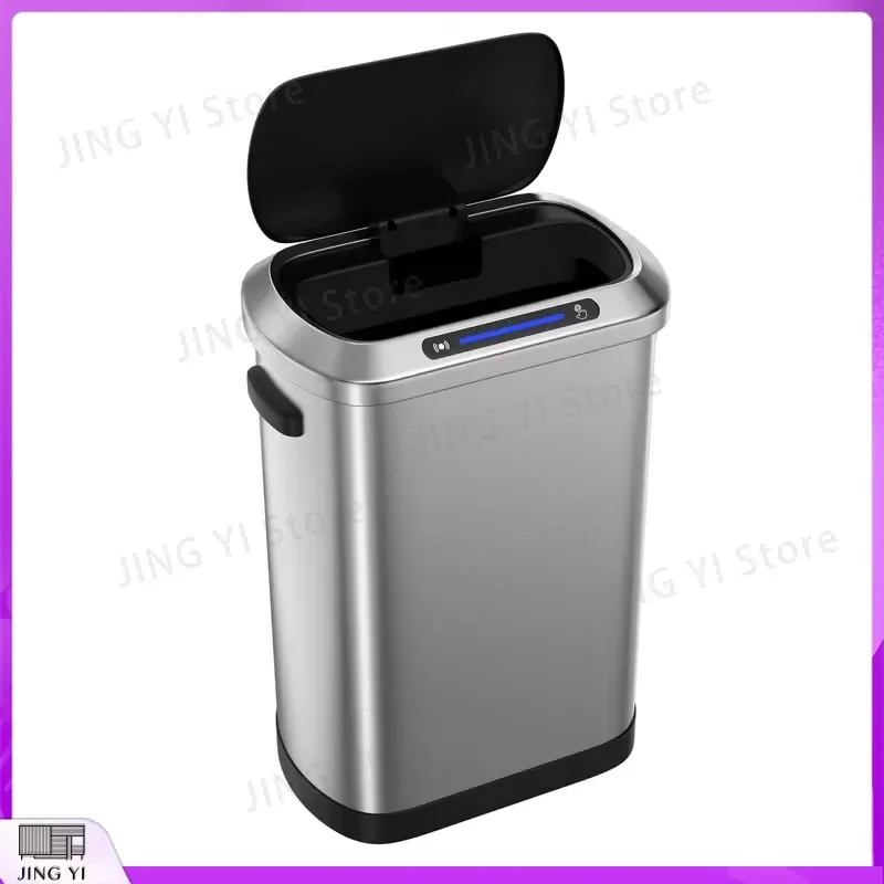 50L Smart Trash Can Stainless Steel Automatic Sensor Garbage Bin Modern Rectangular Kitchen Waste Container Household