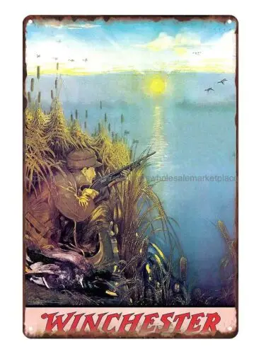 hunting gun firearm Limit At Sunrise by Lynn Bogue Hunt shotgun tin sign