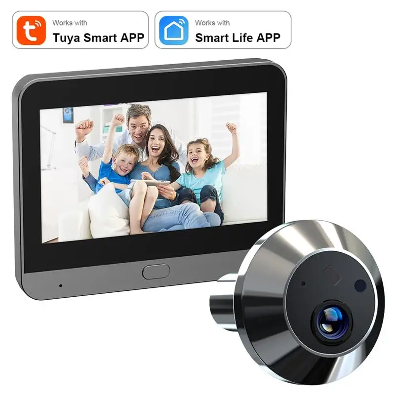 Top A- Mini Smart Life Tuya 3MP 140° Wide View Angle 2.4Ghz WiFi Magic Door Peephole Eye PIR Camera Digital Door Viewer Battery