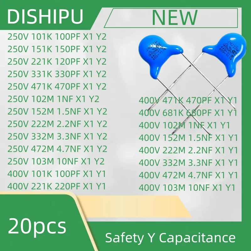 20PCS Y1Y2 safety Y capacitance / 681/102/250 v, 400 v 221/471 472/103 222/332 / m 1 nf