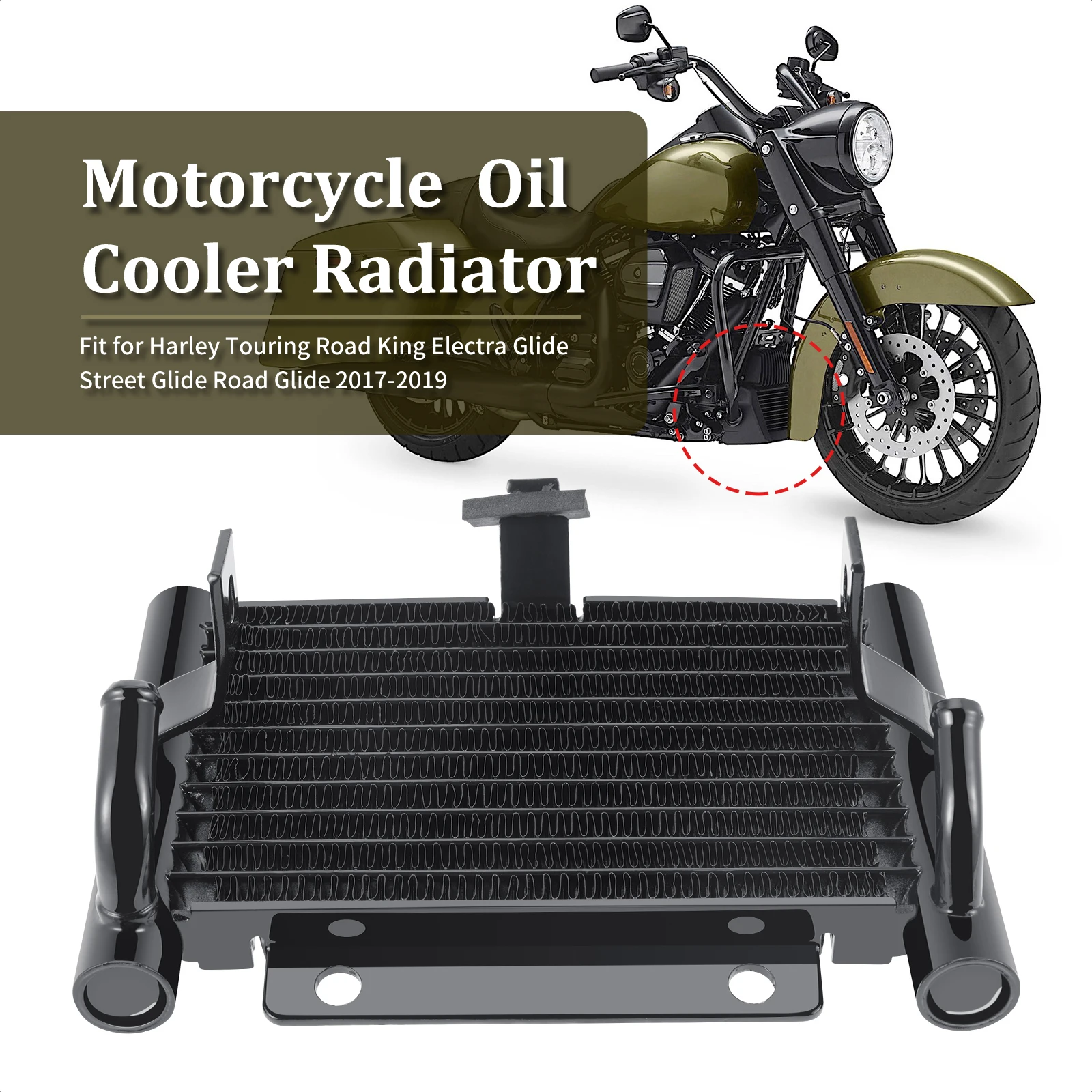 

Motorcycle Oil Cooler Radiator Water Tank For Harley Touring Road King Electra Glide Ultra Classic FLHTCU FLHX FLTRX 2017-2019