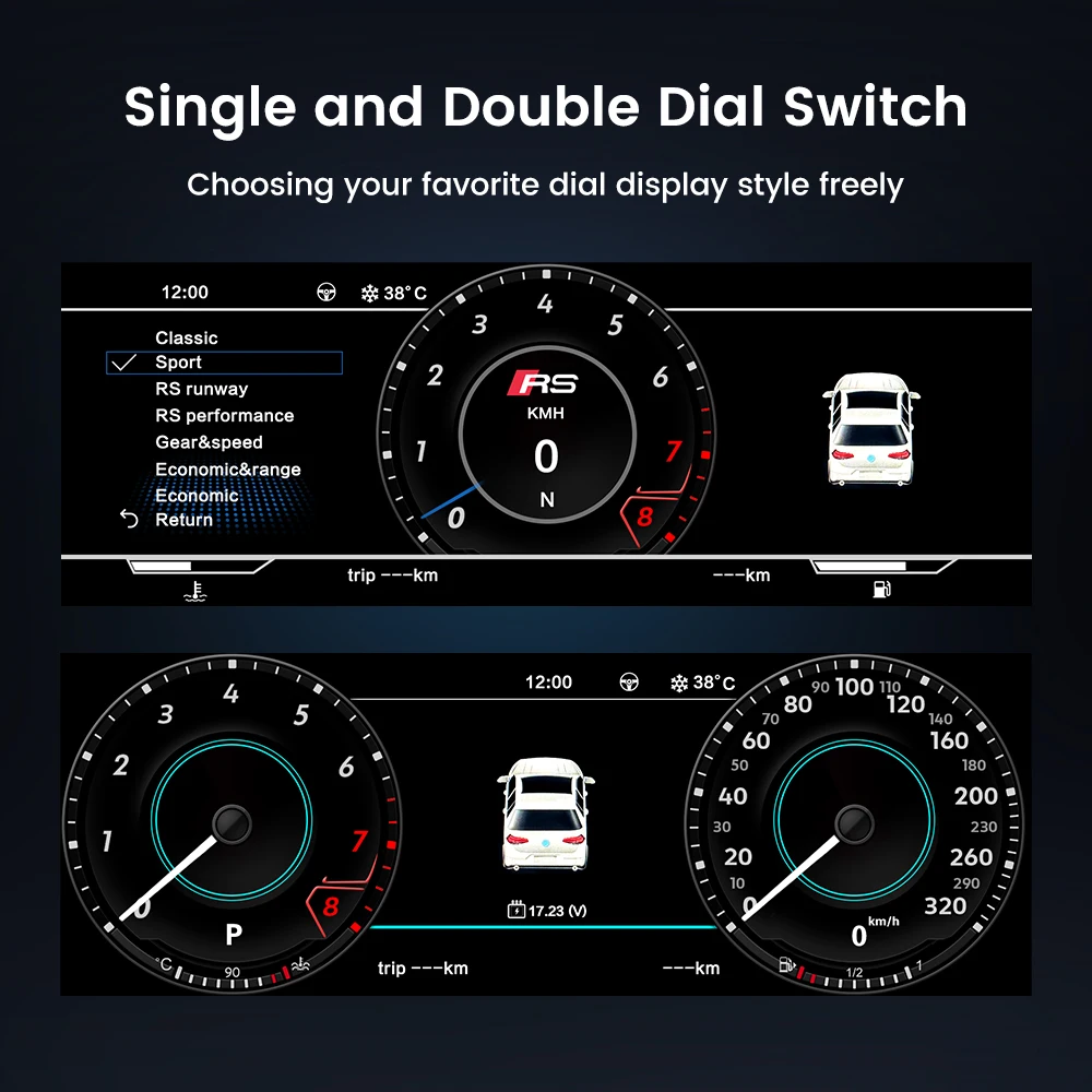 10.25 "lcd painel digital do carro cluster para audi a4 rs4 a5 s5 rs5 painel de instrumentos virtuais velocímetro cockpit medidor atualização
