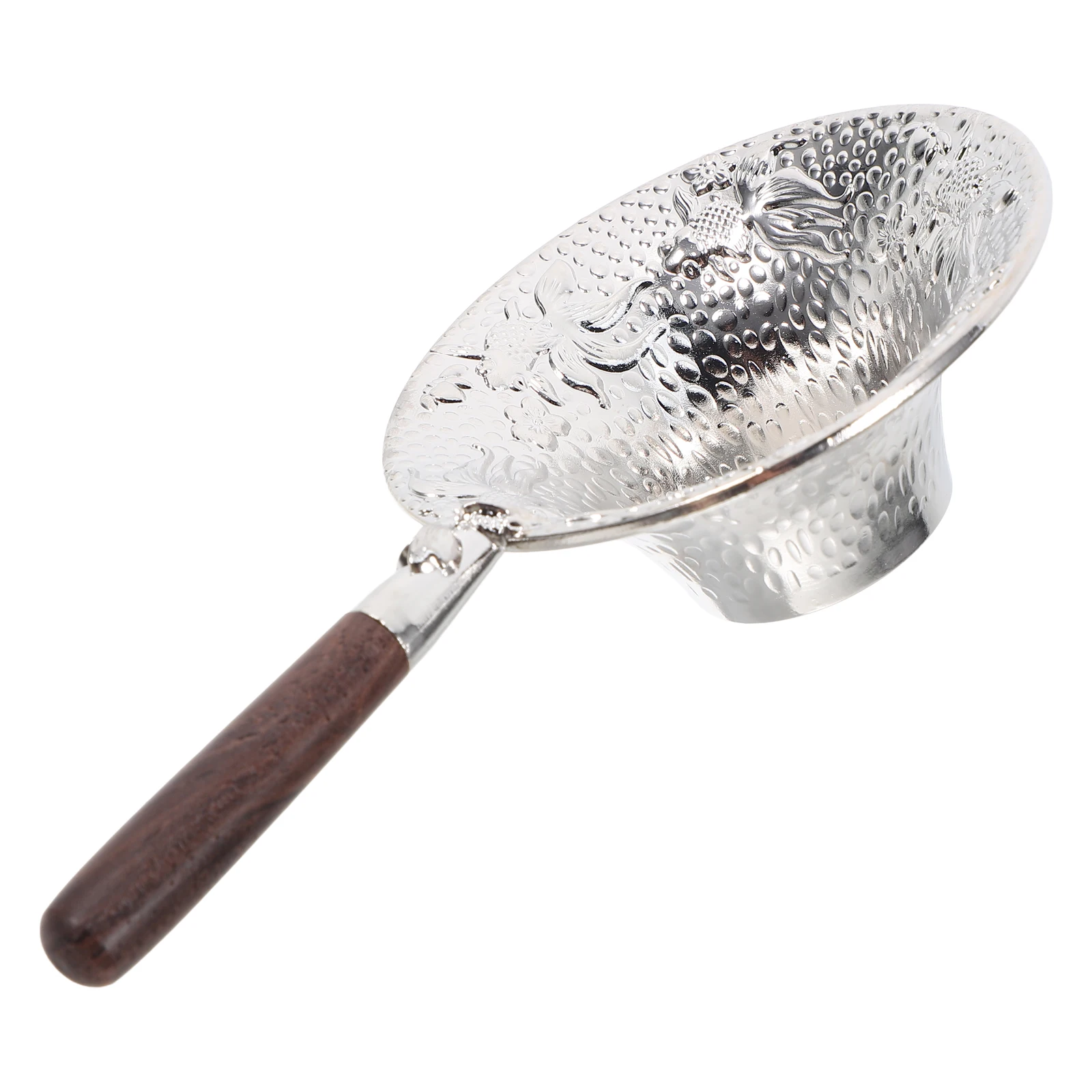 

Artistic Koi Hammered Tea Strainer Silver Fine Mesh Loose Leaf Infuser Filter for Tea Pots and Cups Mini Strainer