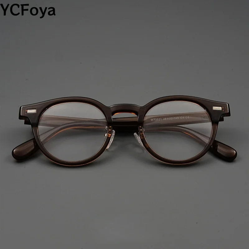 YCFoya Retro Polygon Wide Brim Acetate Eyewear Fashion Trend Optical Prescription Glasses Frame for Women And Men 72321
