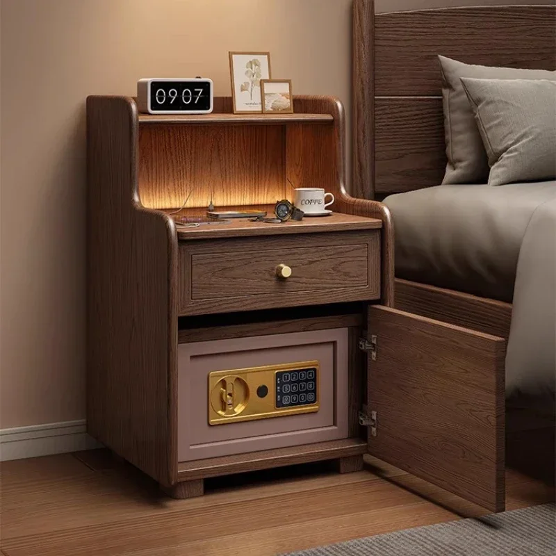 with fingerprint password bedroom Storage nightstands luxury Nordic modern mesa de noche furniture Safe cabinet bedside table