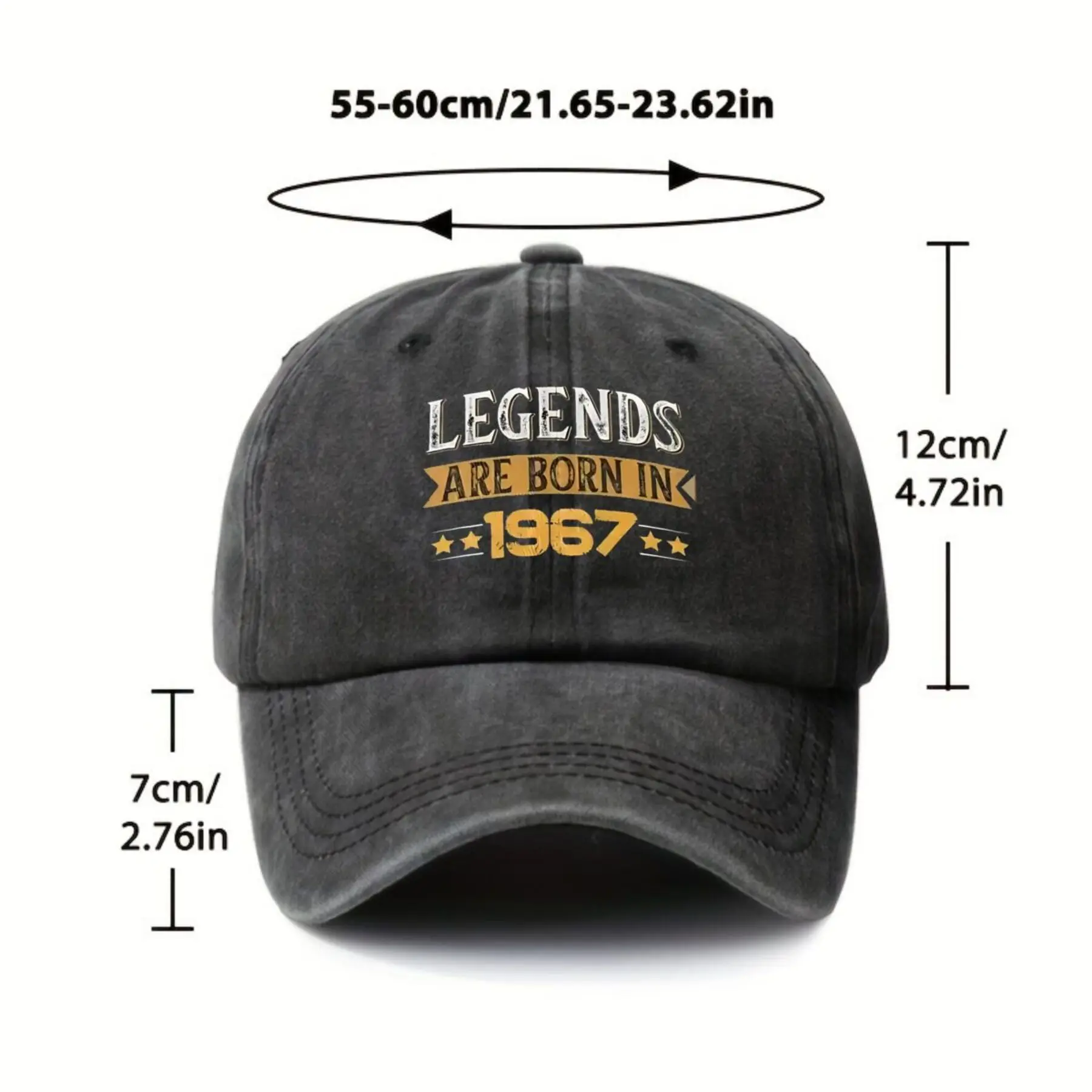 1967 Legends Birth of Icons Glows Unisex Adjustable Driving Cap with Printed Vintage Wash Baseball Hat