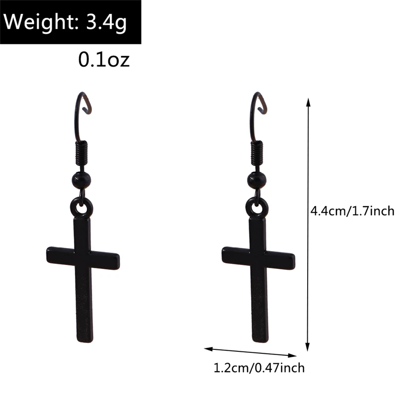 Heiße schwarze Steampunk Cross Drop Ohrringe für Frauen Gothic Persönlichkeit baumeln Haken Ohrringe Mädchen Party Urlaub Schmuck Geschenke – Detail 20