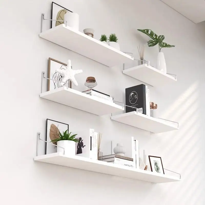 Black Floating Wall Shelves With Durable Metal Brackets Large Storage For Bedroom Living Room Home Decor