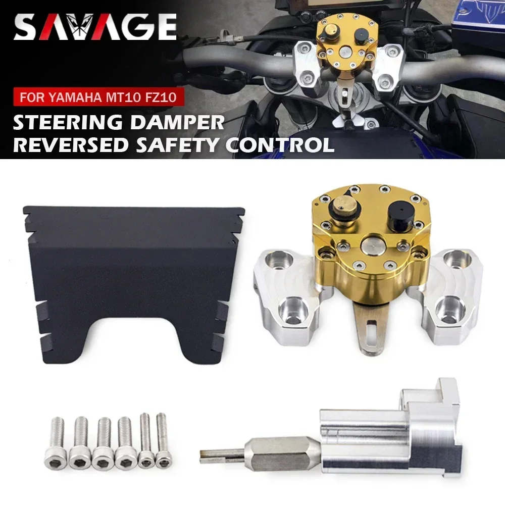 SAVAGE Steering Damper Stabilizer For YAMAHA MT10 FZ10 2016-2021 MT-10 Motorcycle Steering Shock Absorber Kit Reverse Safety