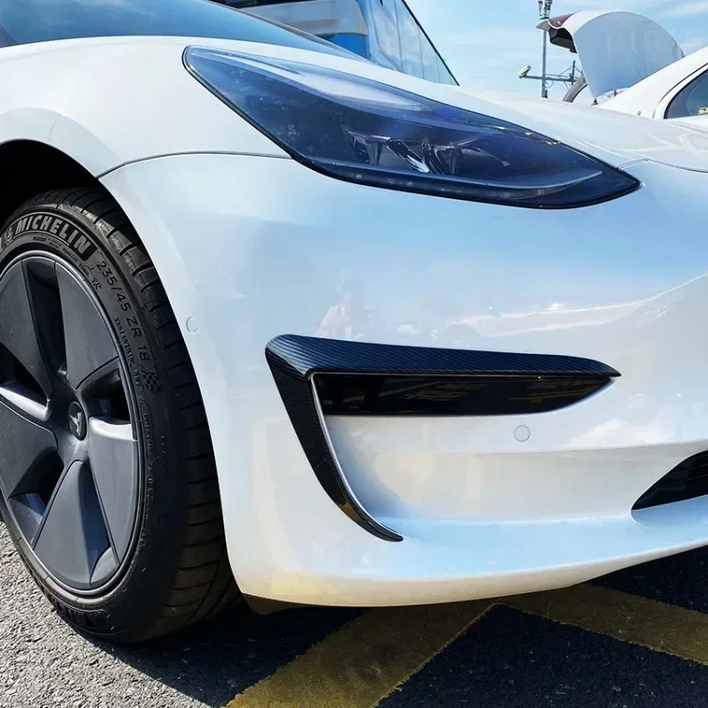Voorbumper Cover Voor Tesla Model 3Y Wenkbrauw Wind Mes Mistlamp Sticker Abs Spoiler Blade Trim Auto Modificatie 2017-2023