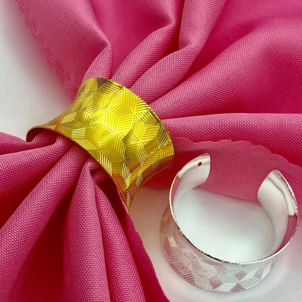 12pcs/lot Semi-closed napkin ring, small waist, barrel-shaped napkin ring, gold napkin buckle, home table decoration supplies