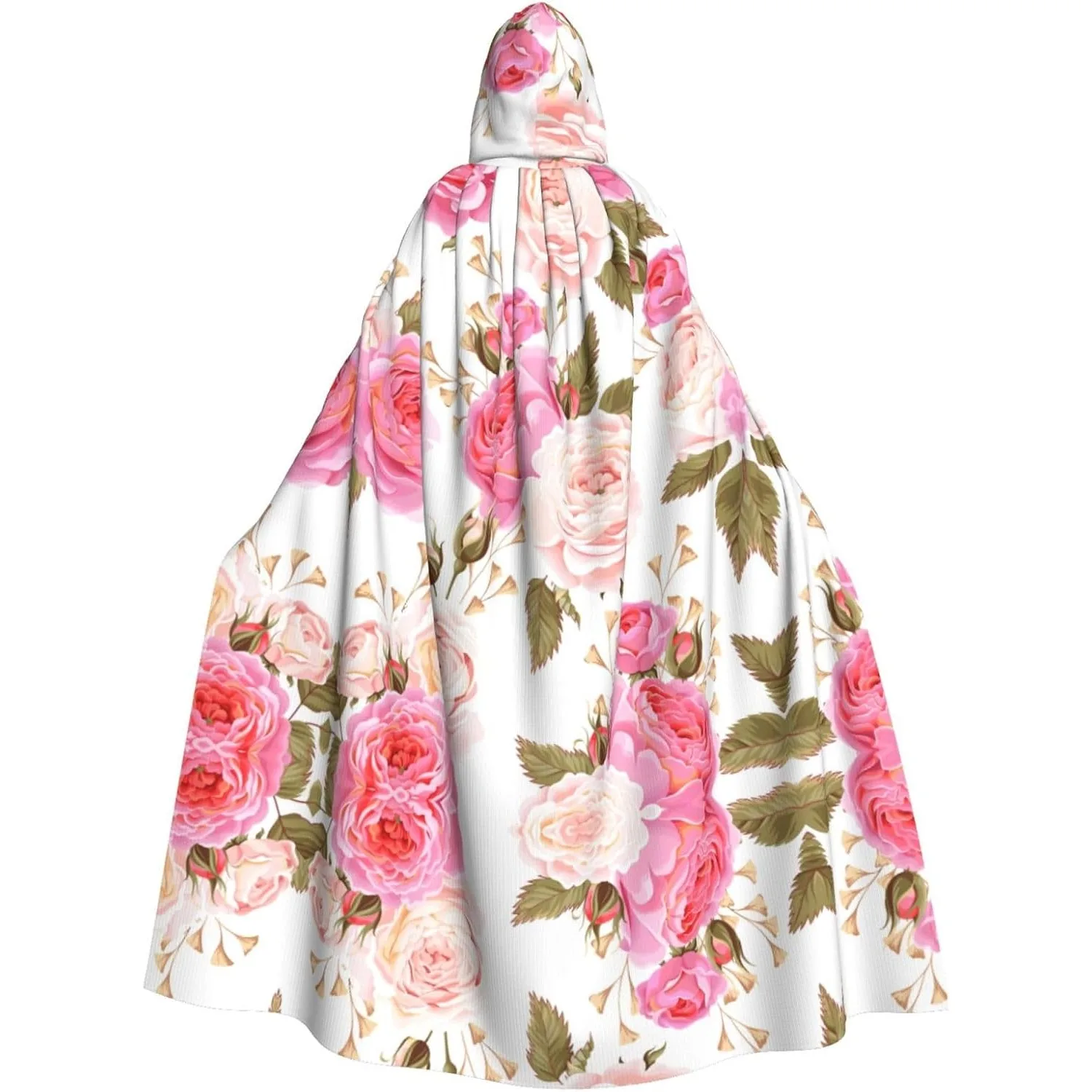 

Цветочный цветок розы и красный принт, накидка с капюшоном для взрослых, карнавальная фестивальная накидка, халат для косплея, костюм для вечеринки, готический карнавал