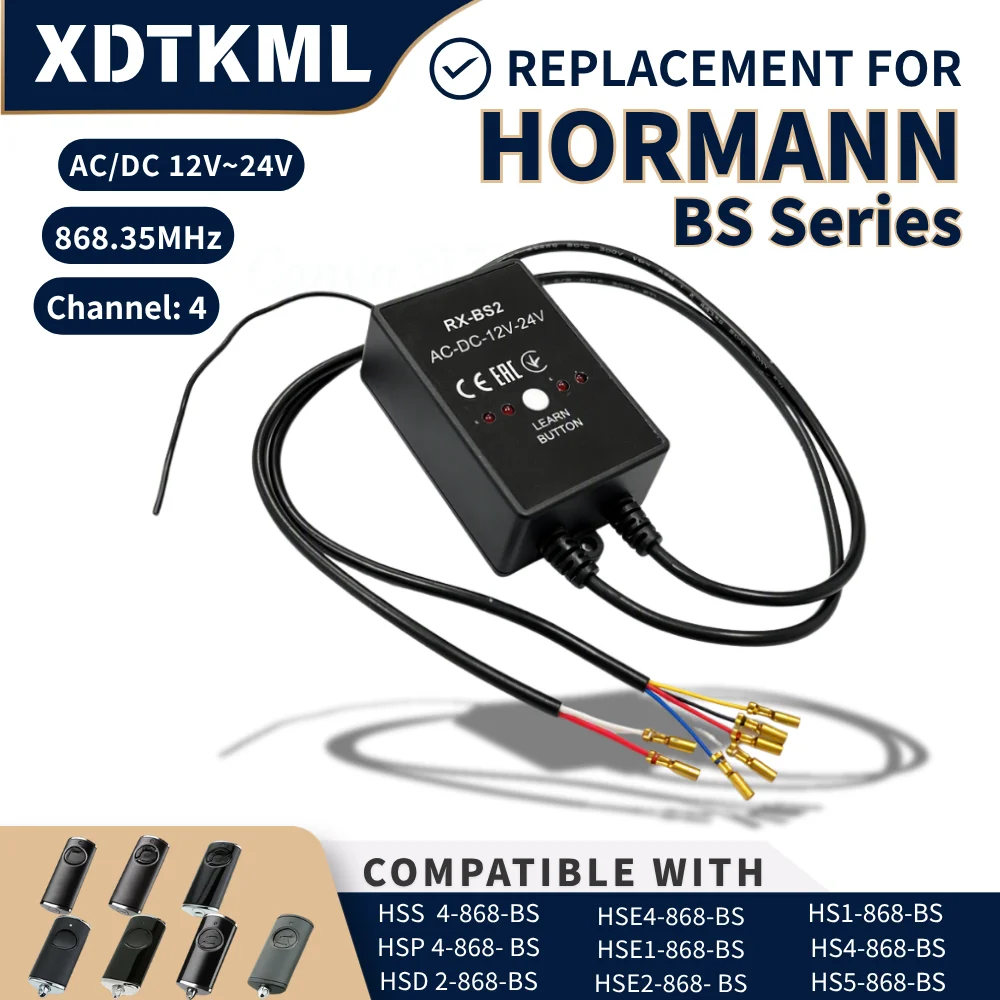 Replace HORMANN HER 4-868-BS ECO Receiver AC/DC 12-24V 4 Channel for HSE4 868 BS Bisecur Command 868MHz Handheld Transmitter