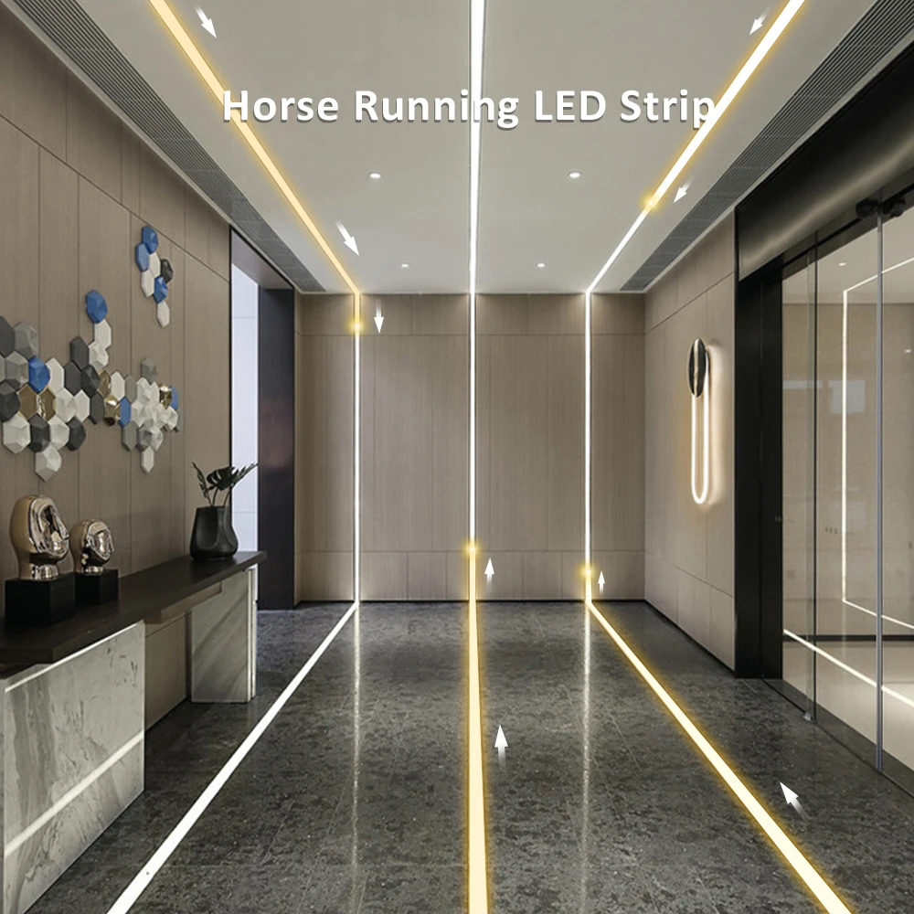 DC24V 10M WS2811 Horse Race LED Strip 2835 120Led/m Running Water Flowing Light with Wireless Controller Cool Natural Warm White