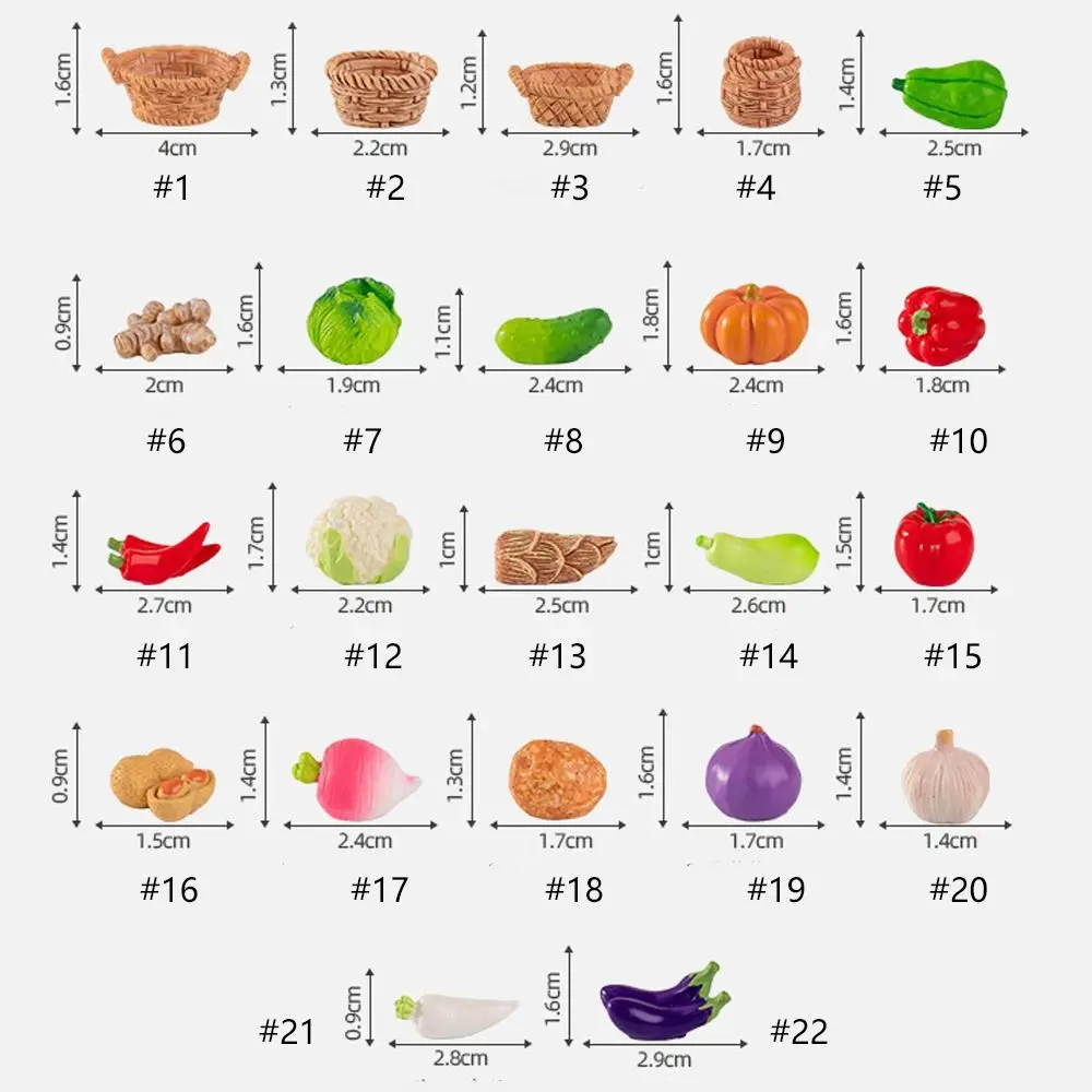Cute Vegetable Figurines Miniatures Resin Crafts Mini Simulation Vegetable Basket DIY Handicrafts Vegetable Model