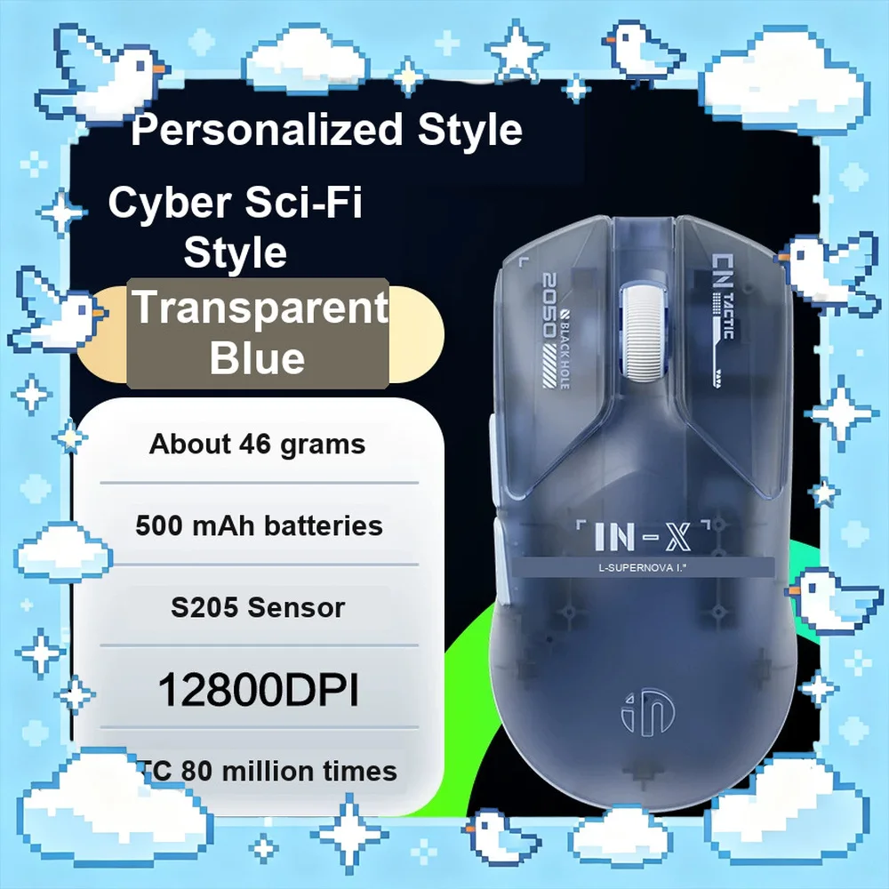 Inphic IN6 Series Mouse Wireless Dual Mode Symmetrical Design for Small To Medium Hands Lightweight Gaming Mouse PC Accessories